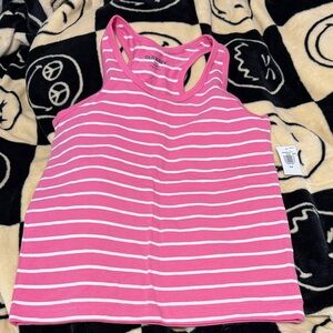 Old Navy Kids Pink and White Striped Tank Top